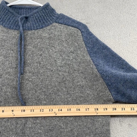 Woolrich Wool Sweater Womens Medium Gray Blue 100% Lambswool Mock Neck Boxy Fit - Picture 6 of 11